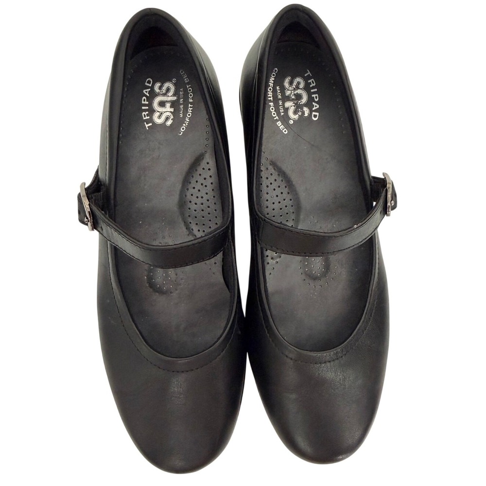SAS San Antonio Shoemakers Mary Jane Black Leather Comfort Shoes 7 W L7990556